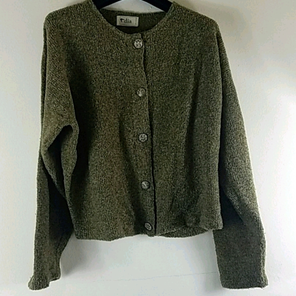 Dia Heather Green Cropped Cardigan